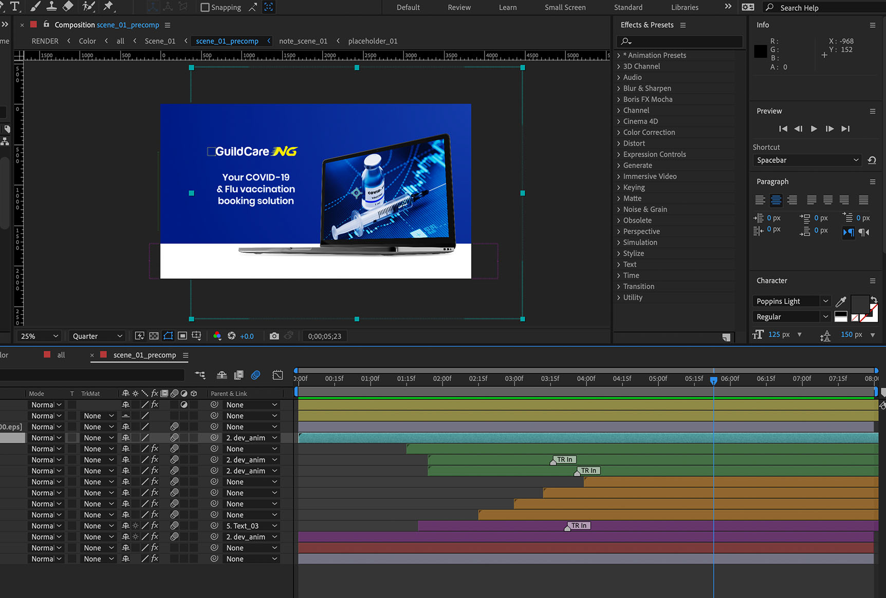 GuildLink Presentation - editing in After Effects